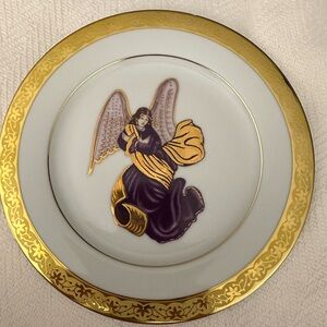 Celebrity by Muirfield Gold Rim Angel Salad Plate -Purple Angel
